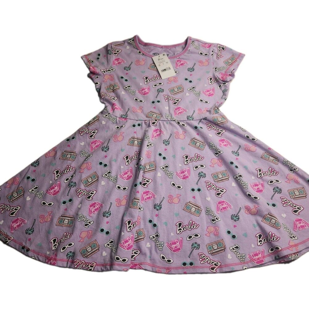 Barbie Pink Print Dress Girls Size 6-6X